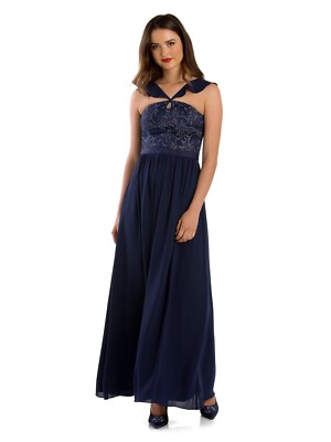 slim fit dress slacks Zapaka Women Navy Lace A-Line Long Mother of The Bride Dress High Neck Long Sleeves Wedding Guest Dress, Navy / US22W main image 0