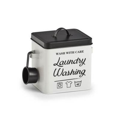 Zeller Waschpulver-Box ''Laundry'' Metall weiß/schwarz Eisen 3700 ml 18-25 x 15...