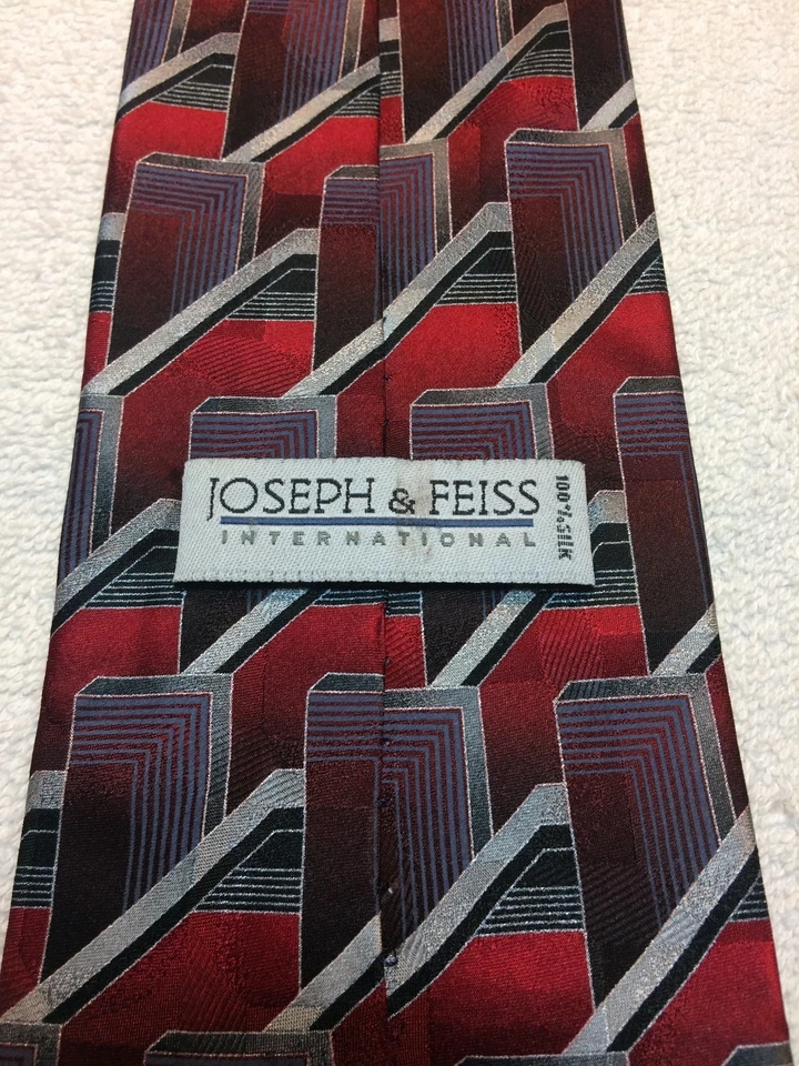 JOSEPH AND FEISS CORBATA HOMBRE 4 X 59 ROJO, BORGOÑA, GRIS Y NEGRO  Foto 4 de 4