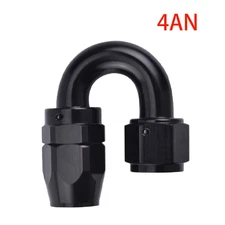 AN4 Hose End Fitting Alumin 180 Degree For PTFE Fuel Oil Gas Hose Line Black 