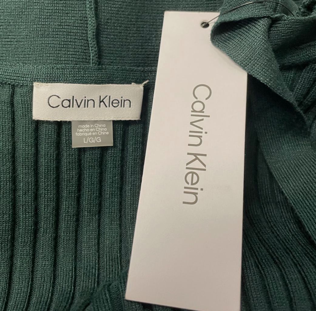 Calvin Klein Women's Green Cutout Sheath Sweater Dress Size L
