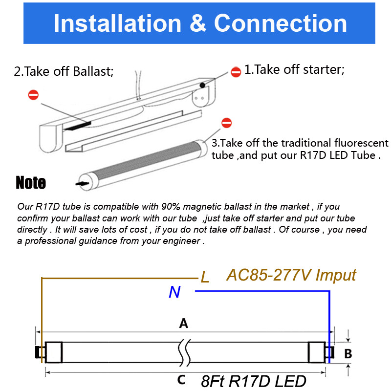 12 Pack T8 8Ft R17d Led Tube Light 144W 6500K 8' Led Shop Lights 2 Pin