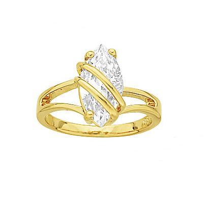 Bague T54 sertie diamant cz plaqué laminé or 18k 12/6mm pour femme