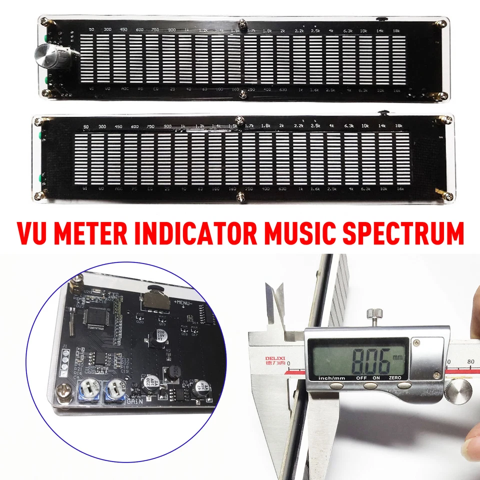 Stereo VU Meter Indicator 20 Segment Music Spectrum Analyzer LED Level Display - Image 3 of 4