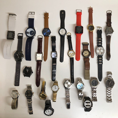 Approx 24 Assorted Mens Watches Untested Vintage New Parts Repair Good