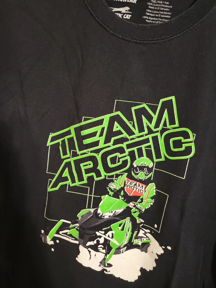Team Arctic Cat Arcticwear Snowmobile Black T-Shirt Size Youth Large - Image 4 of 4