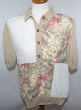 VTG Remo Petite Pullover Collared Shirt Brown White Floral Made in USA Womens L