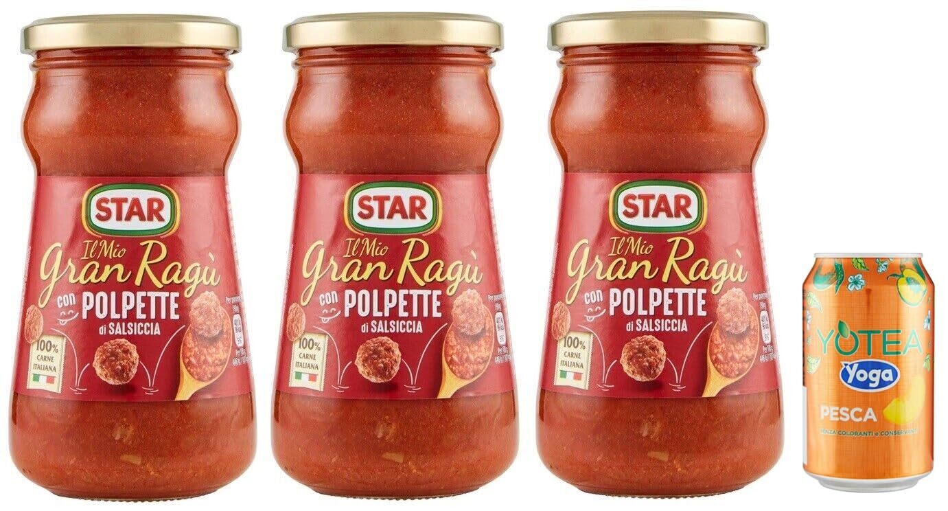 3x Star Il Mio Gran Ragù Con Polpette Di Salsiccia Tomatensauc 360g+Eistee 330ml