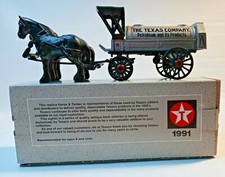 TEXACO 8 HORSE AND WAGON TANKER 1991 DIECAST ERTL BANK 9390 NIB