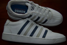 K-Swiss Court Pro White Navy/gray stripes Mens Size 9.5 Tennis Sneakers 03629 EC