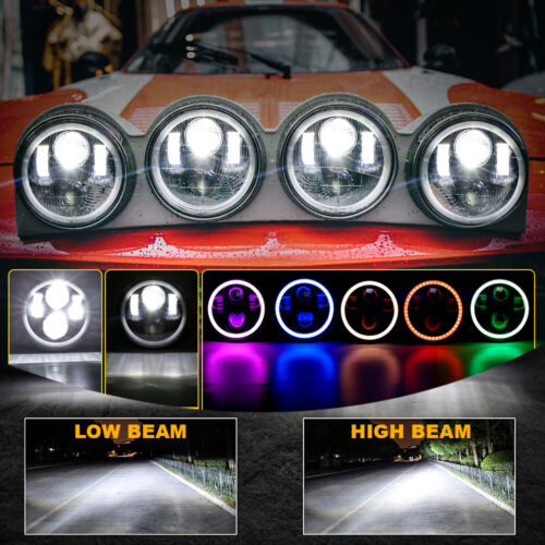For Ford Galaxie 500 1962-74 5.75" LED Headlights RGB Angel Eyes Hi-Lo bluetooth - Foto 3 di 12
