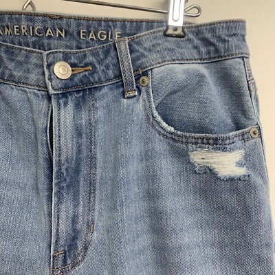 American Eagle Womens Ripped Mom Jeans Size 8 High Rise Stretch
