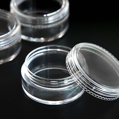 500 x 5ml **BESTE QUALITÄT** KLARE KUNSTSTOFF PROBENGLÄSER/TÖPFE Glitzer/Creme jdc-500