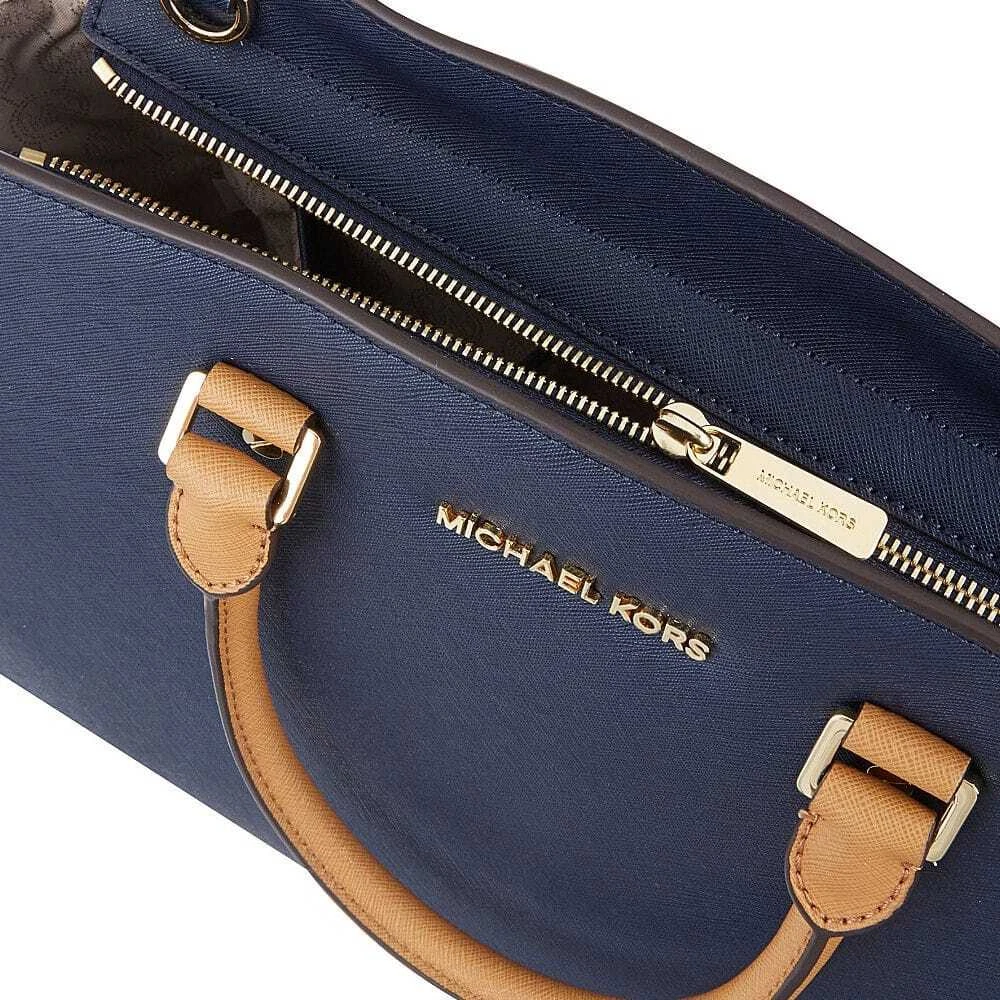 Michael Kors Selma Large 2 Tone Black & Blue Saffiano Leather