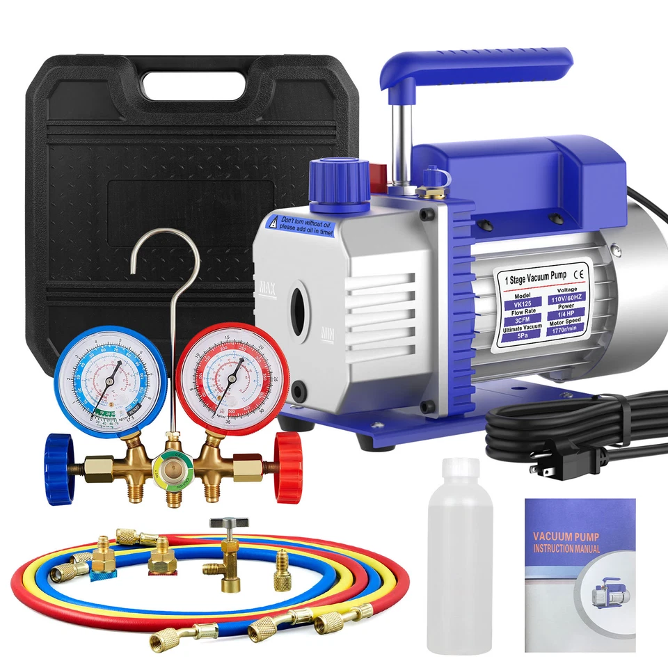 Kit de medidor de colector de aire acondicionado bomba de vacío aire acondicionado R134A R22 R502 R12 Foto 2 de 4