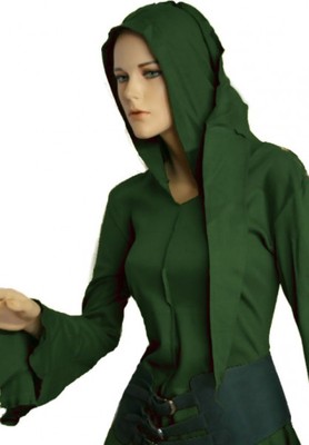 Gothic Mittelalter Goa Psy Zipfel Shirt Jacke Hoodie Top grün 36 38 S M Neu