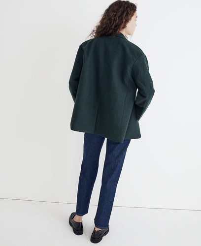 NWT Madewell The Brushed Oversized Dorset Blazer Dark Palm Melange Size Large - Picture 4 of 6