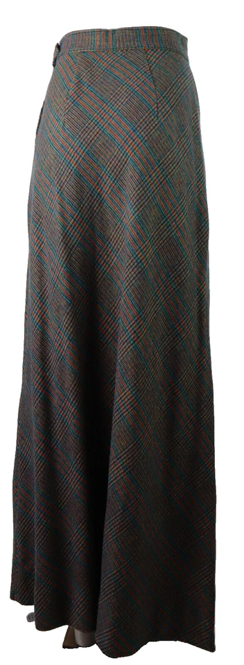 Falda larga recta de lana a cuadros azul rojo amarillo negra talla 2 de EE. UU. para mujer Foto 4 de 4