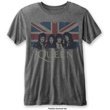 Queen Vintage Union Jack T-Shirt Grey New