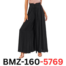 Dokotoo Women Wide Leg Pants Tie Drawstring Spring Casual Loose High Palazzo, XL
