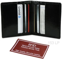 RFID Black Mens Leather Bifold Wallet Thin Plain Credit Card ID Holder