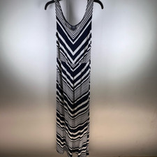 Market & Spruce Womens A Line Maxi Dress Black White Chevron Scoop Sleeveless S
