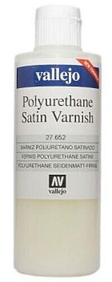 Vallejo 200ml Bottle Polyurethane Satin Varnish - Hobby and Model Paint Supply