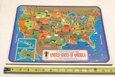 1968 United States of America Frame Tray Puzzle Map Rainbow Works 14"x12" NICE 