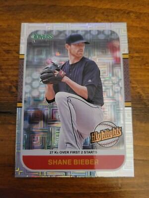 Shane Bieber 2021 Panini Donruss Highlights Vector Parallel #H12 Cleveland MLB