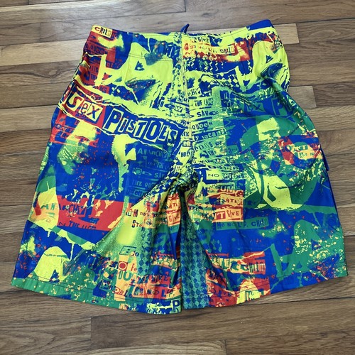 Dragonfly Board Shorts Men's Multicolor Sex Pistols Punk Rock Swim Trunks SZ 36 - Picture 6 of 6
