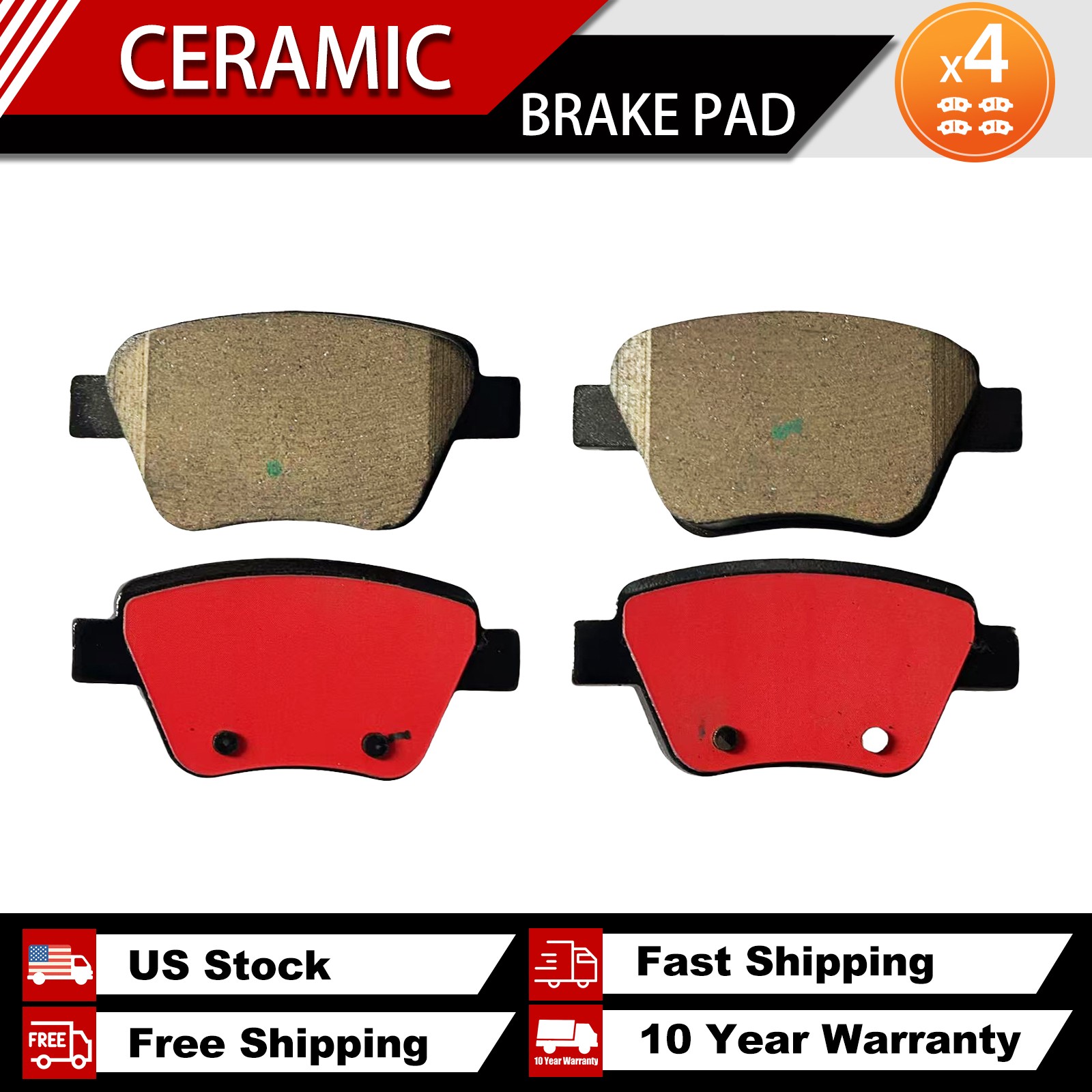 Rear Ceramic Brake Pad Fit for 2009-2013 Audi A3 2010-2014 Volkswagen Jetta