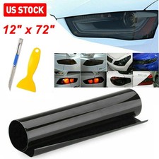 12 X72 Car Headlight Tint Film Taillight Vinyl Wrap For Fog Light Dark Black A