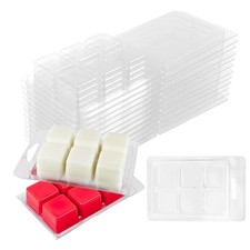 50 Packs Wax Melt Clamshells Molds,Wax Melt Containers,6 Cavity Clear Plastic...
