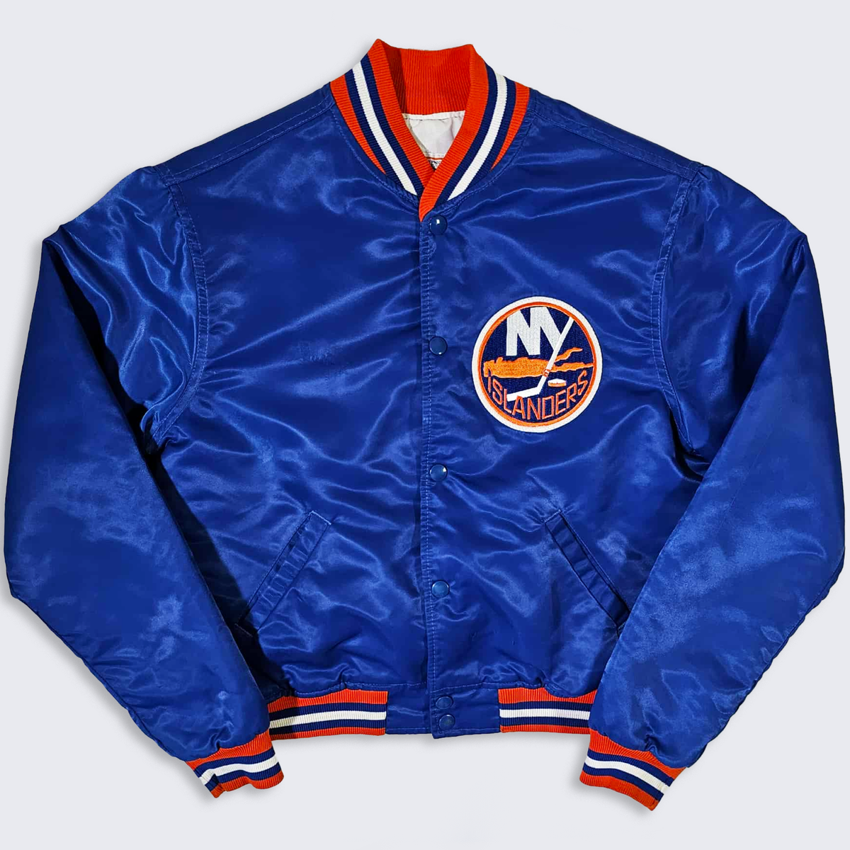 New York Islanders Vintage 80s Starter YOUTH Satin Bomber Jacket