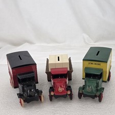 Lot of 3 ERTL 1926 Mack Bulldog Die-Cast Truck Banks  Deere, TSC, Red Panel
