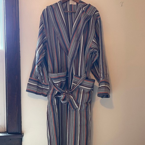 Hooded Striped Turkish Bathrobe With Pockets, Unisex 100% Cotton Robe, Spa Robe,