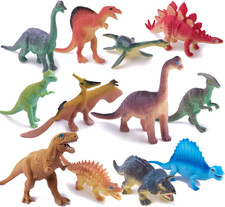 Dinosaurs Toys 12-Pack 5" to 7" Realistic Dinosaur Figures with Dinosaur Book, K