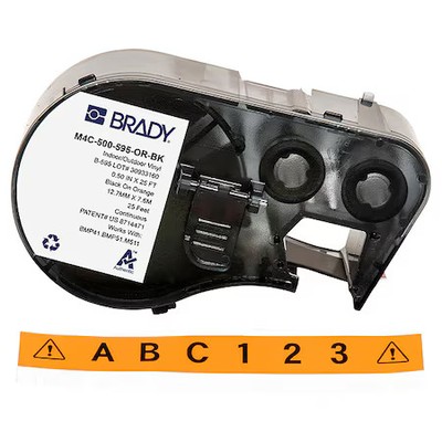 Brady M4c-500-595-Or-Bk Label/Ribboncartridge, Orange, 1/2Inw