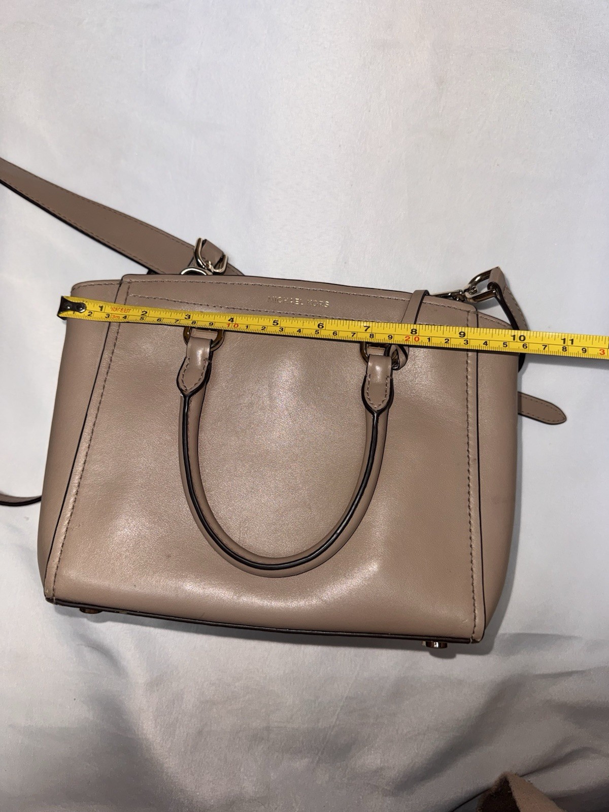 Michael  Kors Benning Medium Leather Satchel Tan thumbnail 4