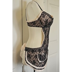 Victoria&rsquo;s Secret Sexy Little Things French Maid Lingerie 36C Lace Babydoll Y2K