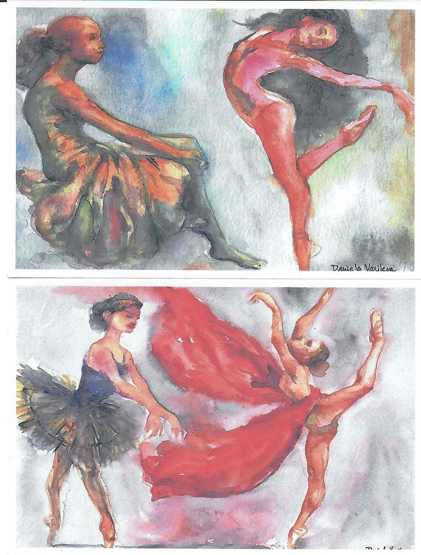 POSTCARD "TWO DANCERS" Print from Original  Work POSTCARD 2 CARDS