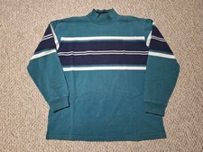 Vintage 90s LL BEAN Turtleneck Grunge Prepp Rugby Shirt XL Center Stripe 80s 90s