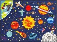 KC Cubs 5x7 Outer Space Solar System Toy Car Road Rug   Educational Play Mat ...