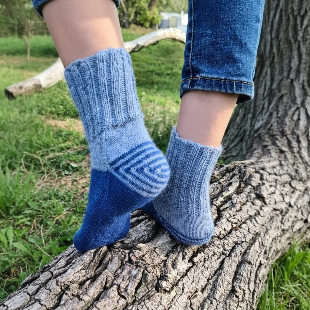 Blue Alpaca Socks with Spiral Heel