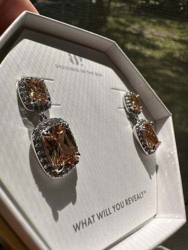 NIB Bomb Party Stud Earrings RBP7862 Can't Stop Fate Smokey Topaz CZ Rhodium Pl - Picture 3 of 5
