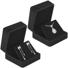 KUKUVR 2 Pcs Velvet Jewelry Dangle Earring Gift Box for Women BLACK BLACK