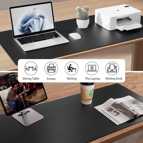 Leather Desk Pad Protector, Pad, Office Desk Mat, Non-Slip PU Leather Desk Bl... - Picture 5 of 9