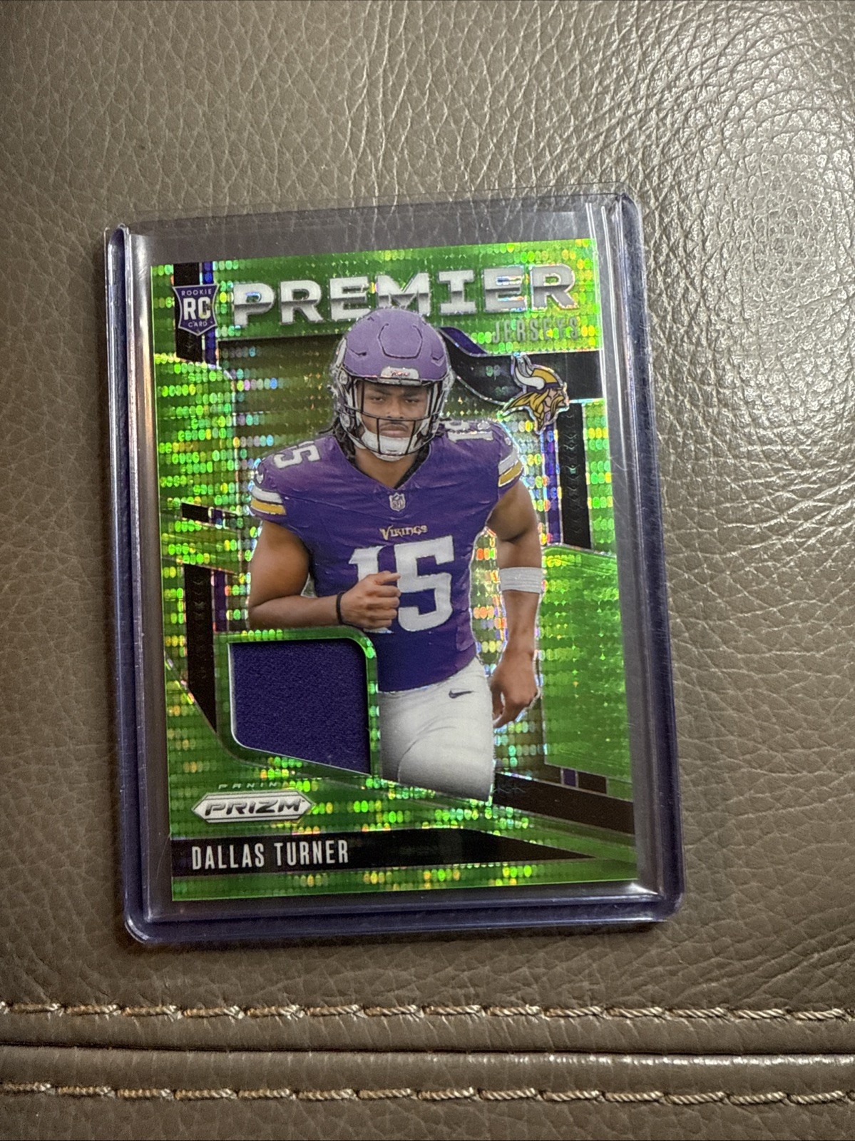 2024 Panini Prizm Dallas Turner Premier Jerseys RC Neon Green Pulsar #PJ-DTR