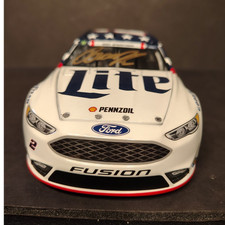2017 Brad Keselowski Autographed 2 Miller Lite Patriotic Fusion NASCAR Diecast