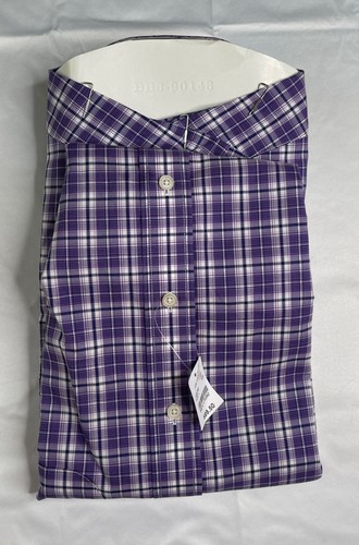 JOS A BANK Shirt Mens L Travelers Collection Plaid Button Down Cotton Purple - Picture 4 of 13